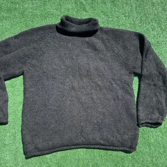 J.Crew Black Wool Sweater Turtleneck Mens Large 100% Wool