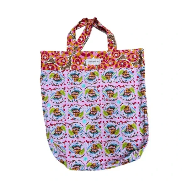Chez Martine Floral Tote Bag Reusable‎ Fabric Shopping Market Bag Handmade