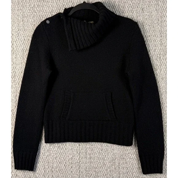 VTG 90s J Crew Wool Sweater Mens M Black Shawl Collar Hong Kong Preppy