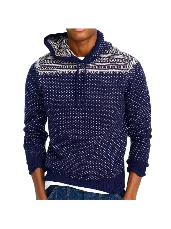 J.Crew Lambswool Fair Isle Hoodie in Navy