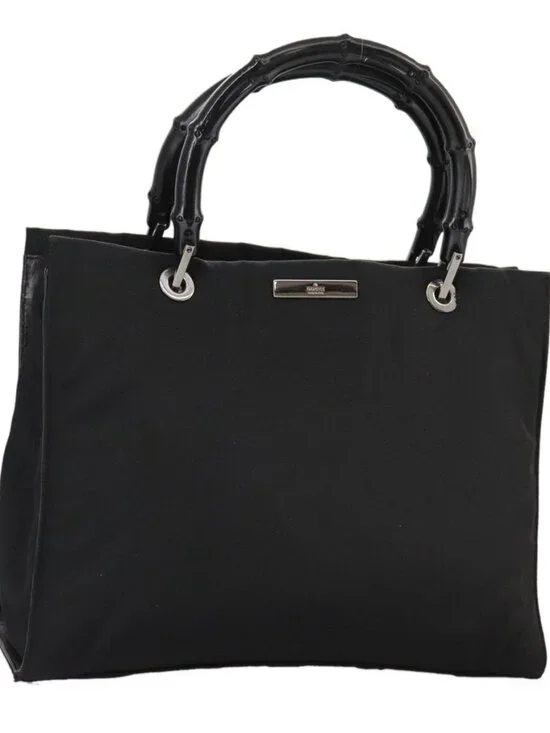 GUCCI Bamboo Hand Bag Nylon Black 002 1016 Auth ep7046