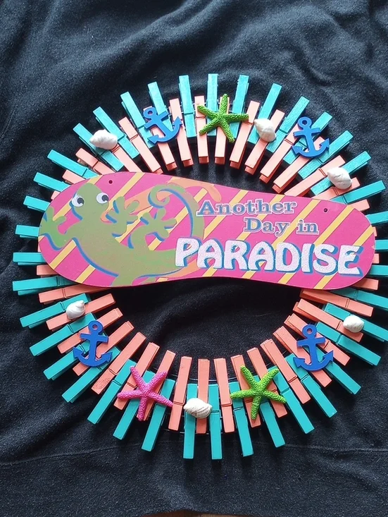 Kids Pink and Teal 'Another Day in Paradise' Decorative Plaque