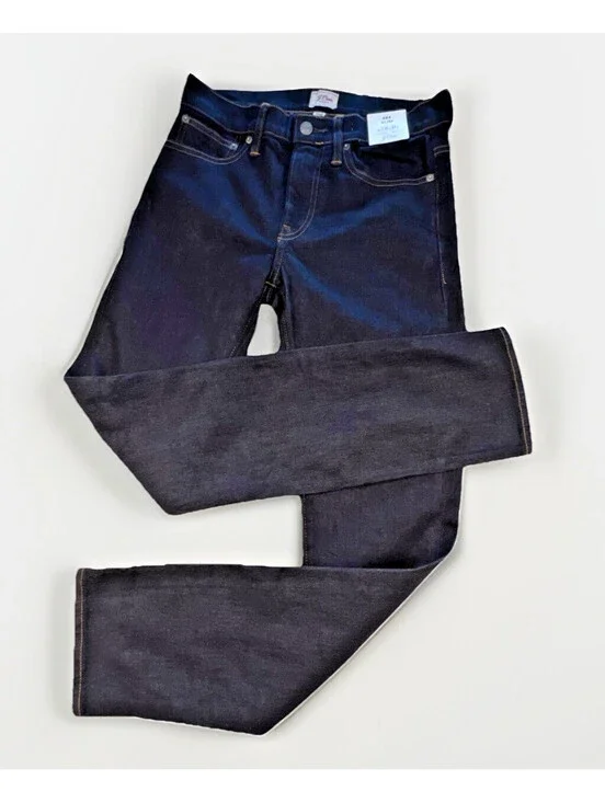 NWT J Crew 484 Jeans Kurabo Japanese Denim Men 30x30 Blue Dk Wash Slim Straight