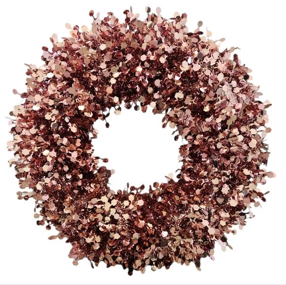 Festive Pink Tinsel Wreath 18