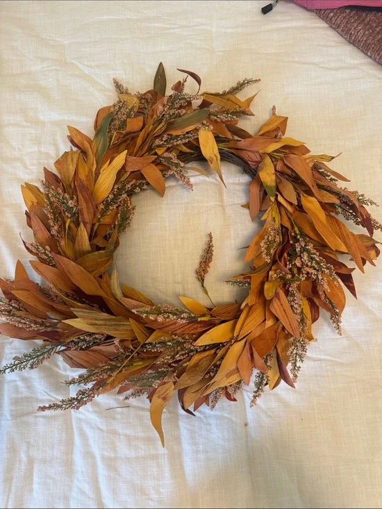 Autumn Harvest Orange Fall Wreath - Home Holiday Decor