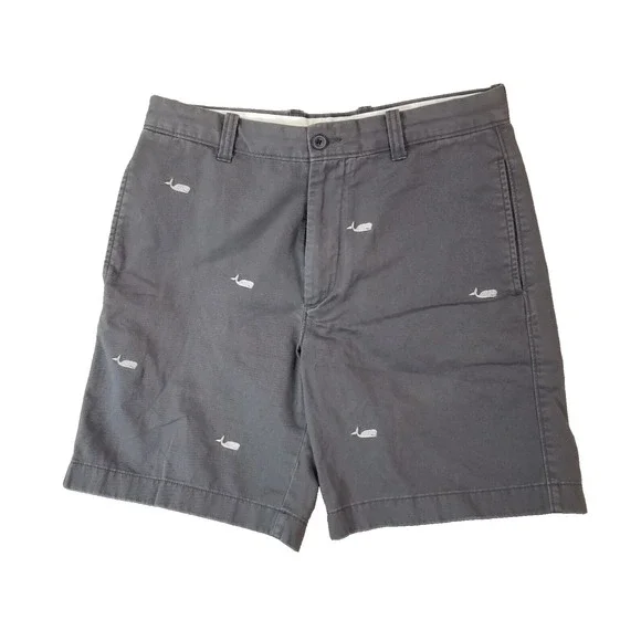 J Crew shorts men's 32x8 Gray cotton embroidered whales outdoor