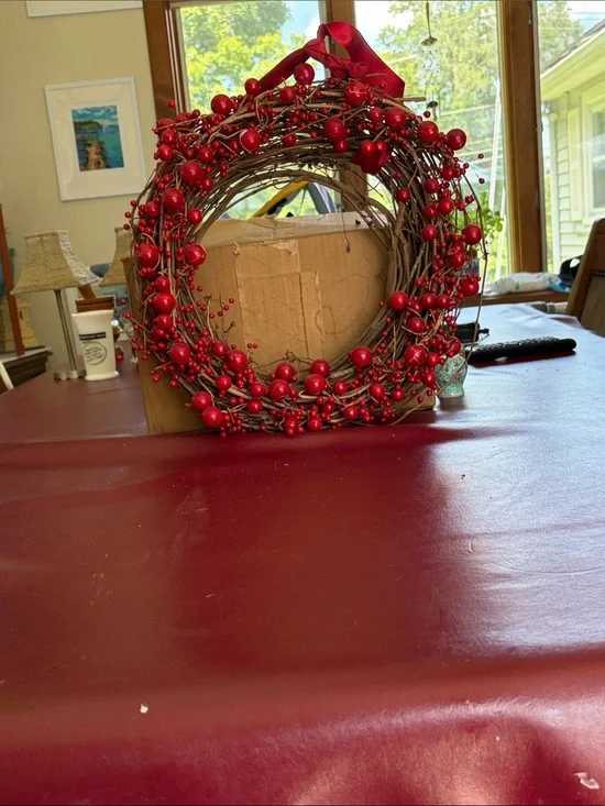 Red Berry Holiday Wreath - Decorative Home Holiday Accent