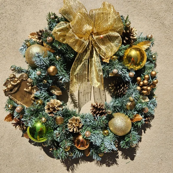 Handmade Golden Angel Christmas Wreath