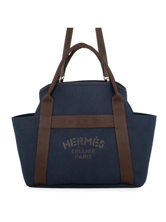 Hermes Sac de Pansage Groom Navy 2-Way Tote Bag