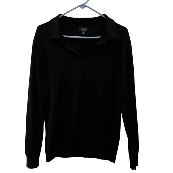 J.‎ Crew Men's Black Merino Wool Blend Henley Sweater Size L