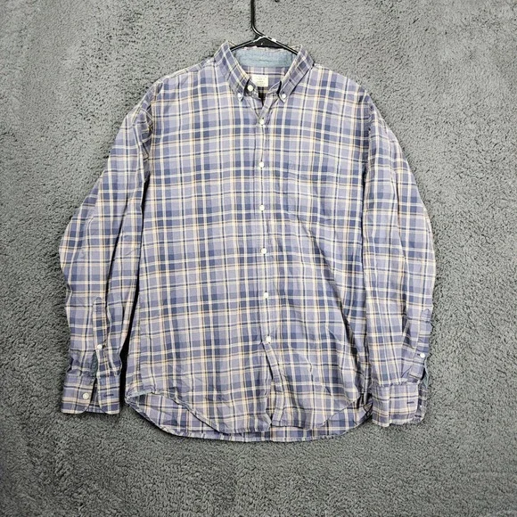 J. Crew 2-ply Mens Plaid Long Sleeve Button Down Casual Shirt‎ Size 16-16.5