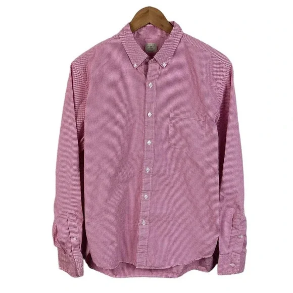 BF269 Mens J. Crew Preppy Gingham Button Down Shirt 16-16.5 L