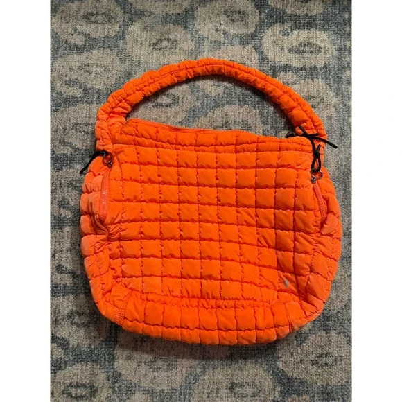 Free People FP Movement Quilted Carryall Electric Orange Excellent Condition