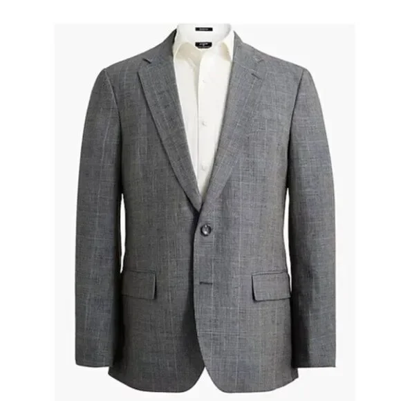 J‎ Crew Men's Thompson Plaid Blazer 100% Linen Slim Fit  $298 Size 36R Formal