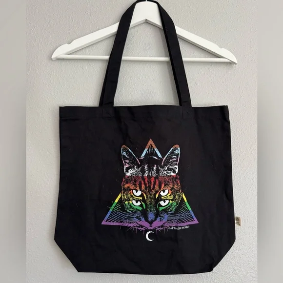 : Cat Magic Punks Pride Four Eyes‎ Organic Cotton Eco Tote 🌈✨