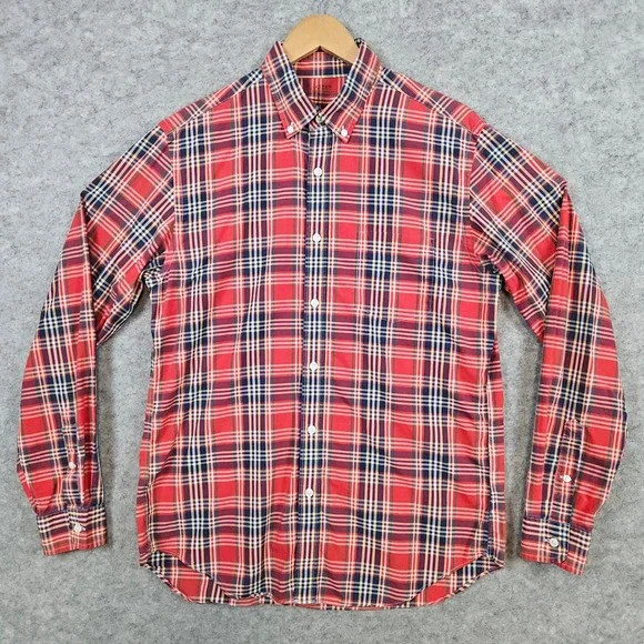 J Crew Men's Multicolor Plaid‎ Light Weight Shirt Size M 100% Cotton Button Down