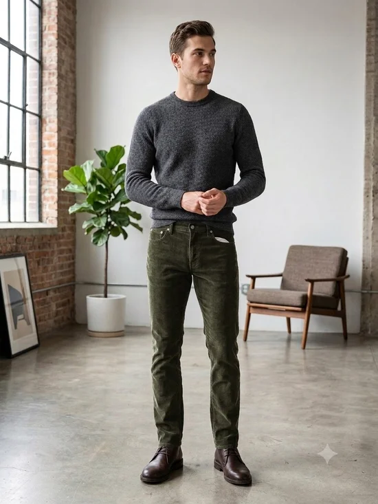 J. Crew Slim Olive Green Corduroy Jeans for Men
