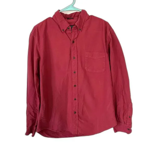 J.Crew Garment Dye Slim Untucked Oxford Shirt Large L Red Casual Casual Prep