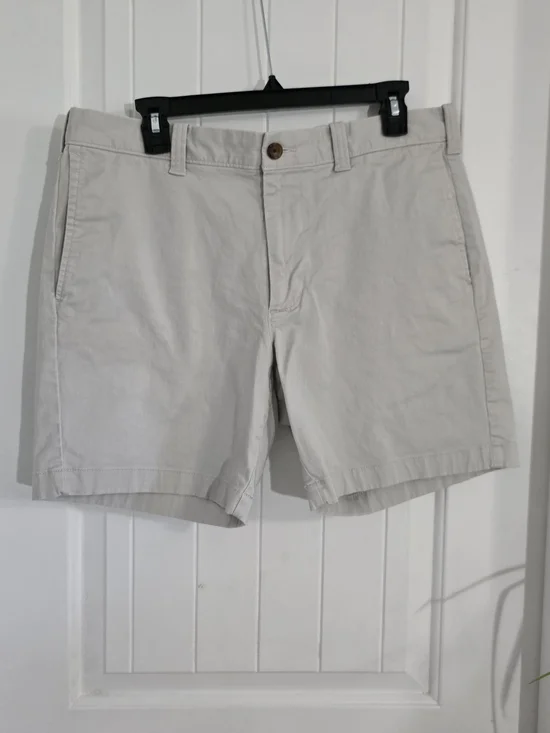 J.Crew Men’s 7” Chino Shorts 34 Stone Khaki Stretch Cotton
