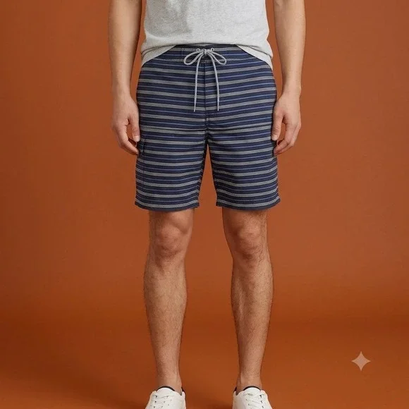 J.Crew Boardshorts Mens‎ 31 Navy Stripe Surf Swim Trunks Drawstring