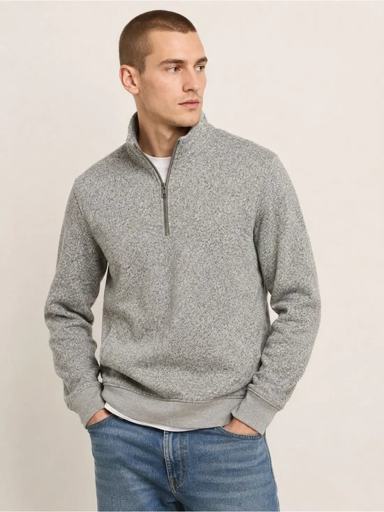 J. Crew Authentic Fleece Quarter Zip Heather Grey Marled Men’s Medium