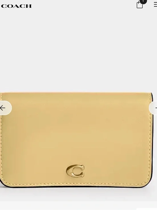 Coach Small Leather Wallet in Pale Yellow with Gold Logo