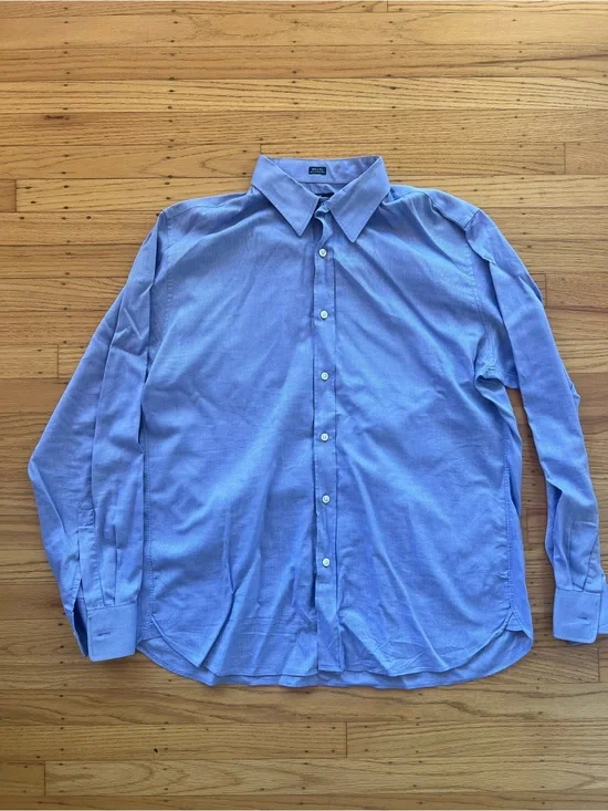 J. Crew Ludlow Mens Dress Shirt Blue Dobby Cotton XL 17-17.5