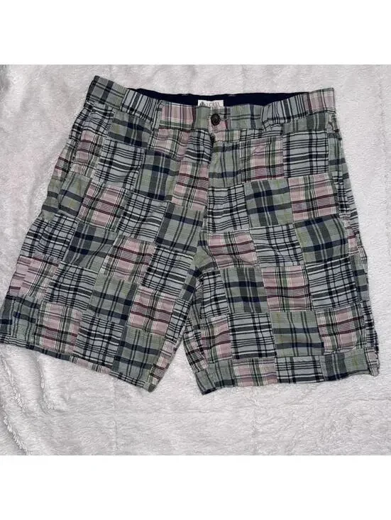 J. Crew Mens vintage madras chino shorts sz 33 plaid patchwork  preppy  resort