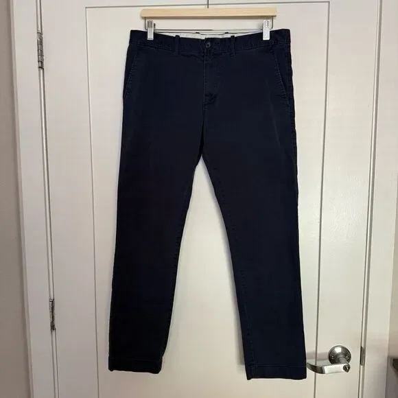 J Crew Flex Slim Fit Pants Mens Sz 33x30 Blue Chino Preppy Career Business