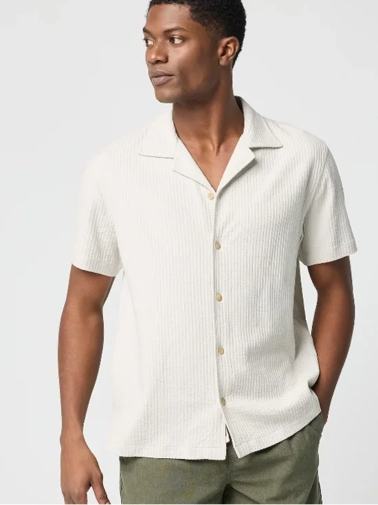 J crew stone Knit seersucker camp shirt