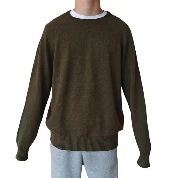 J.Crew Olive Green Crewneck Sweater Men’s XL Wool Blend Classic Fit