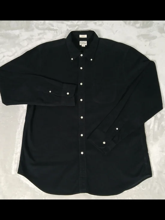 J. Crew Corduroy Button Down Shirt L Men's Long Sleeve Black
