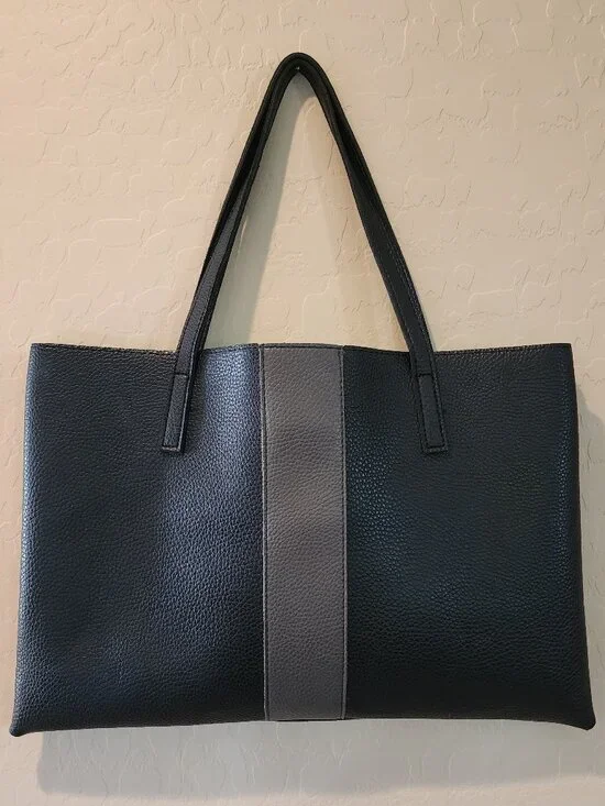 Black Vegan Pebbled Leather Purse Luck Tote Computer Shoulder Bag Vince Camuto