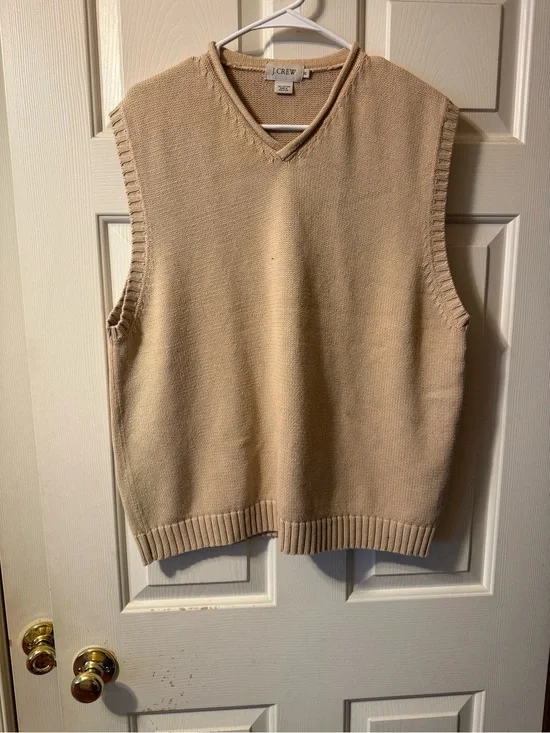 J. Crew Men's Cream V-Neck Knit Sweater Vest