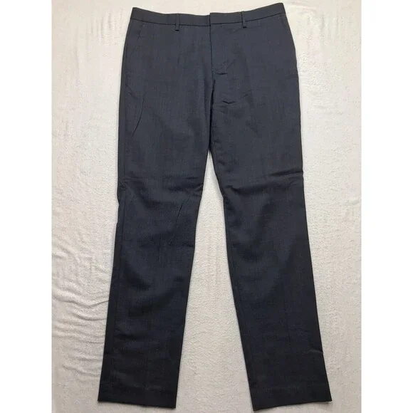 J CREW Bowery Dress Pants Men 34/34 (36x34 fit) Deep Navy Blue Flat Wool Blend