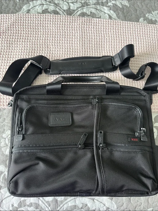 Tumi Black Nylon Expandable Laptop Briefpack with Strap