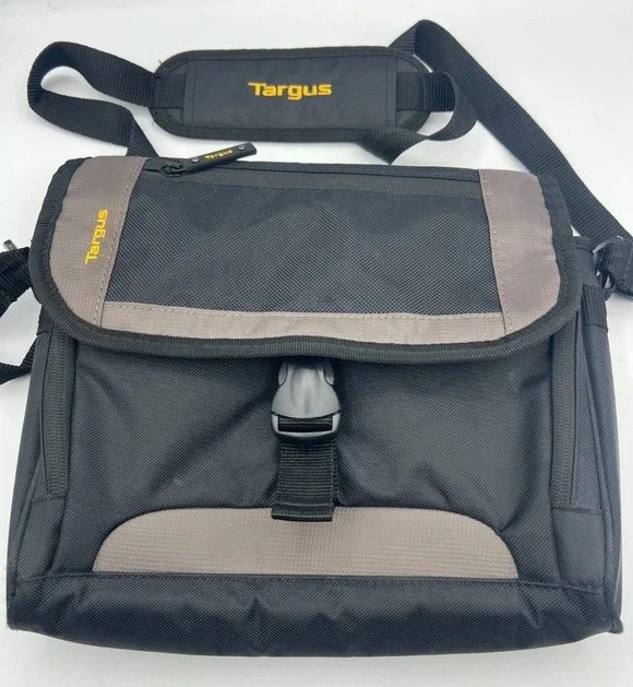 Targus Black Gray Laptop Messenger Shoulder Bag Padded Organizer Adjust Strap