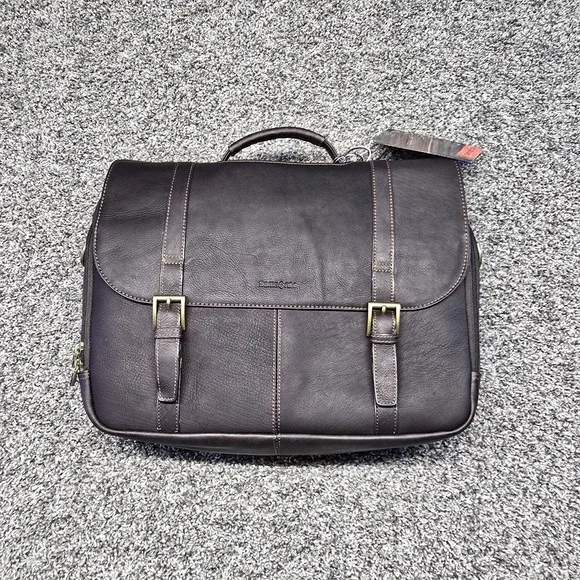 Samsonite Leather Business Flapover Case 45798-1139 Brown Double Gusset NWT