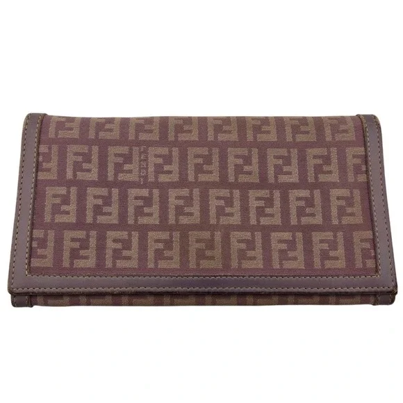 Fendi Zucca Canvas Long Wallet Lavender Lilac Monogram