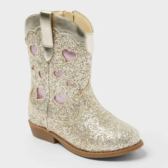 Cat & Jack - Toddler Dallas Glitter Western Boots - Cat & Jack  Gold