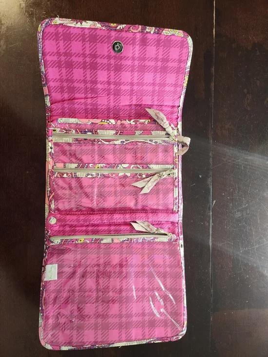 Vera Bradley Hot Pink Plaid Foldable Jewelry Case