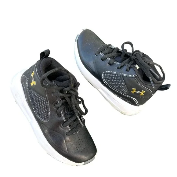 Under Armour Lockdown‎ 5 Faux Leather Basketball Shoes Toddler Boy Size 12 Black
