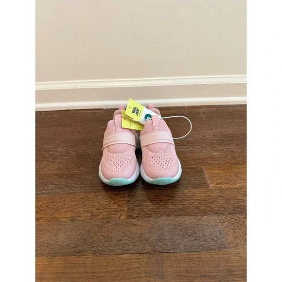 All in Motion Gennie Sneakers Kids Pink Mint Green Slip On Athletic Shoes Size 9