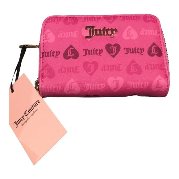Juicy Couture juicy pink girls just‎ wanna have fun double zip around wallet new