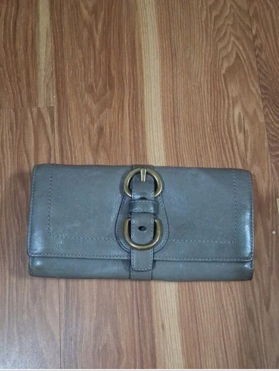 Coach Leather Buckle Wallet Clutch