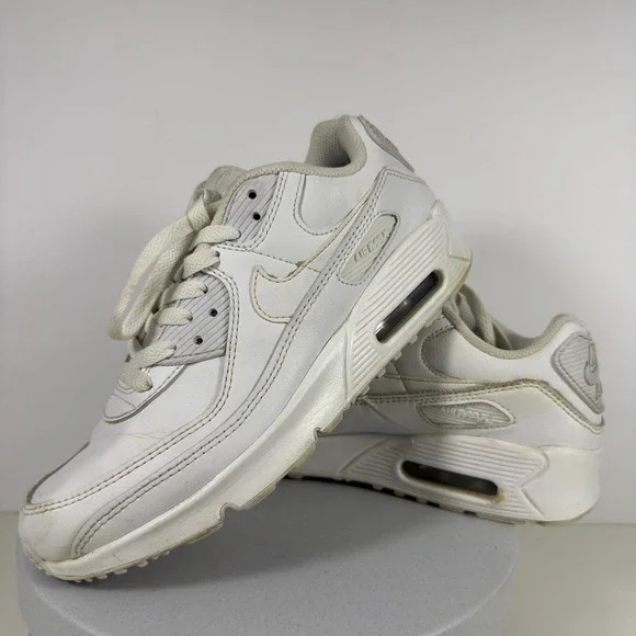 Nike‎ Boys Sneakers Air Max 90 Leather Cushioned Streetwear White US 5.5Y