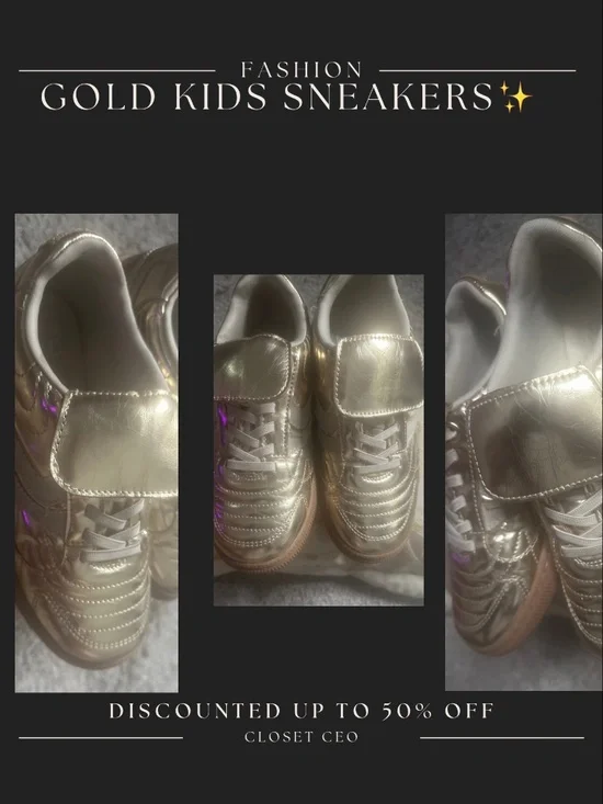 Back to School Special!! Gold Kids Sneakers.