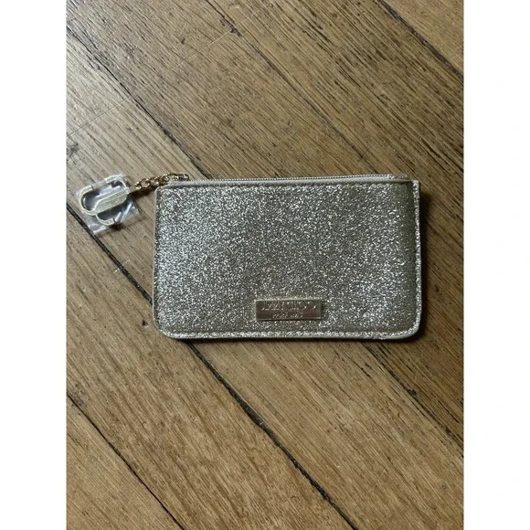 New JIMMY CHOO Parfums MINI Gold Sparkling Glitter Coin Purse Credit Card Pouch