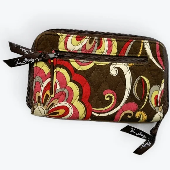 Y2K Tuscan Mom Chocolate Brown Groovy Mod Scrollwork Vera Bradley Puccini Wallet