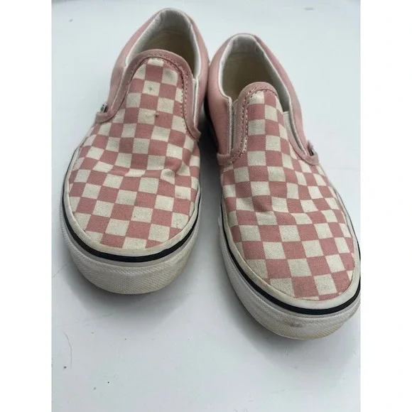 Vans Slip On Kids Size 3 Pink White Good Checkerboard Canvas Skate Shoes